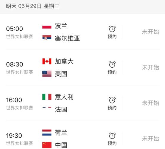 世界女排联赛直播时间表
