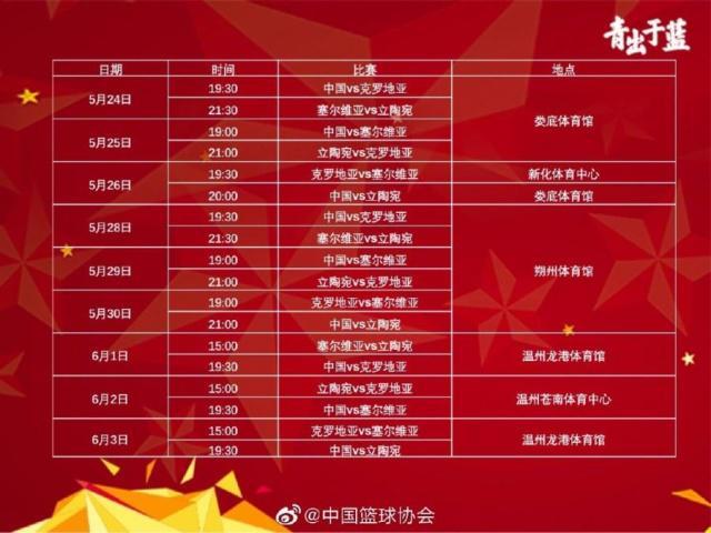 中国男篮热身赛时间
